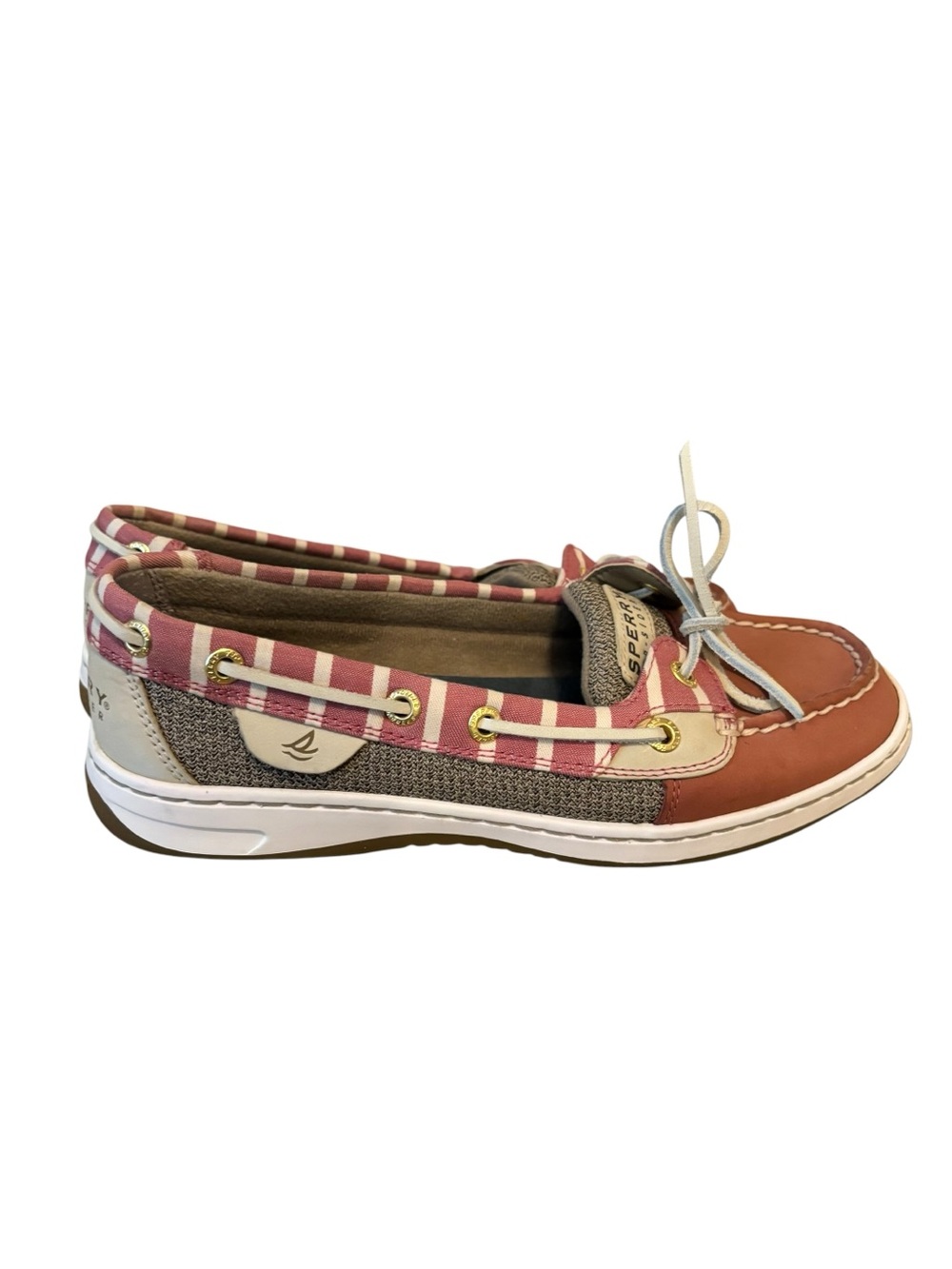Sperry Pink Stripe and Coral Two-Eye Angelfish Boat Shoe 7
